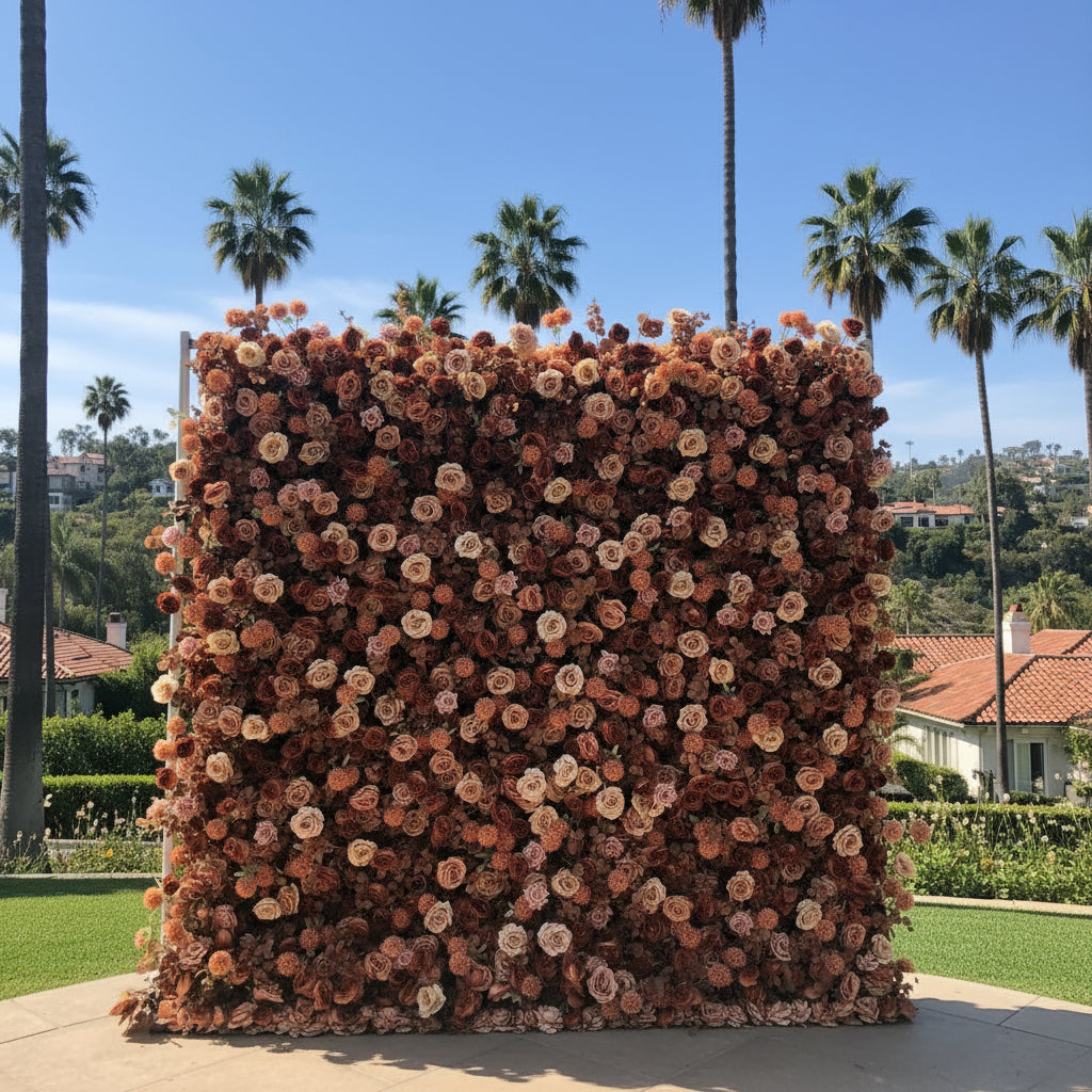 Deluxe Brown & Tan Wild Rose Flower Wall - 025