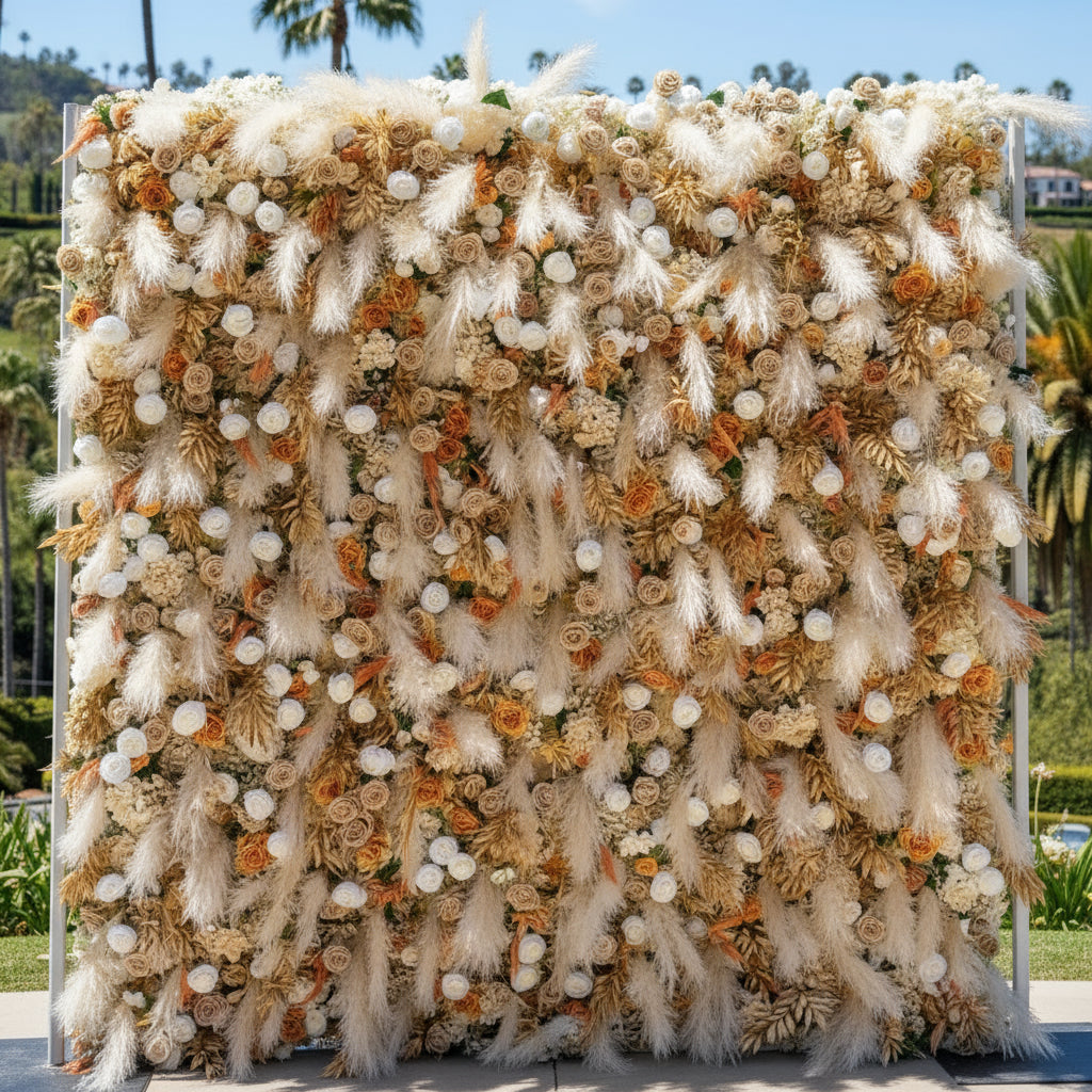 Pampas Tan and Cream Wild Rose Premium Wall - 082B