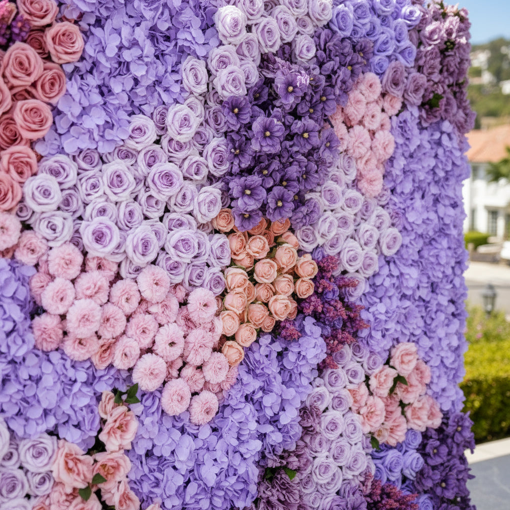 Purple, Pink and Violet Premium Rose Flower Wall - 325