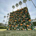 Into the Meadow Orange and Yellow Premium Greenery Flower Wall - 049