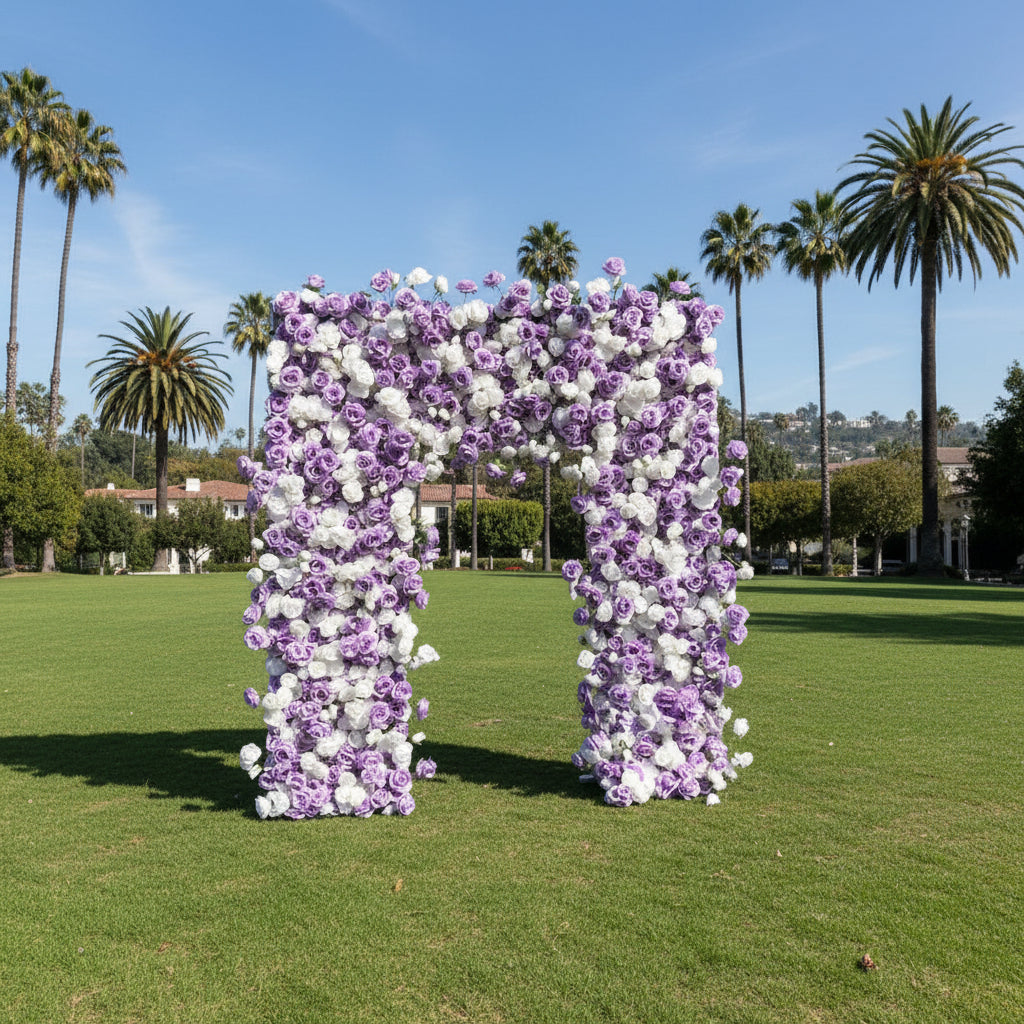 Purple & White Wild Rose Premium Floral Square Arch - 5005