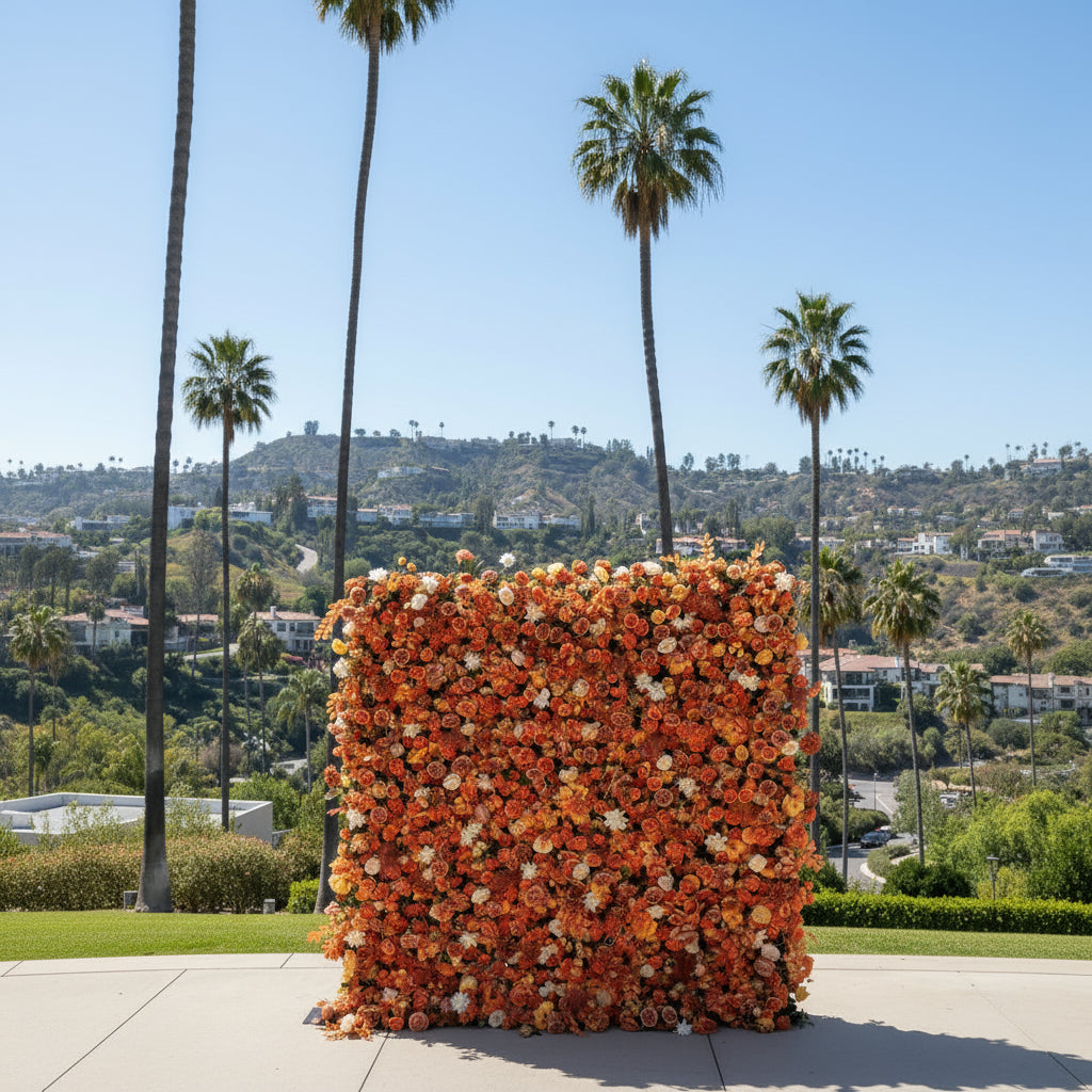 Orange Wild Rose Premium Flower Wall - 017
