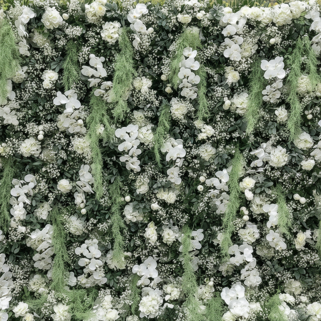 Dripping White Rose Greenery Premium Flower Wall - 138