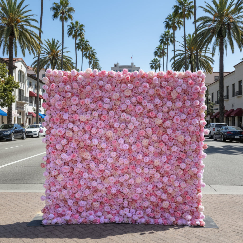 Pink & Peach Wild Rose Premium Flower Wall - 225