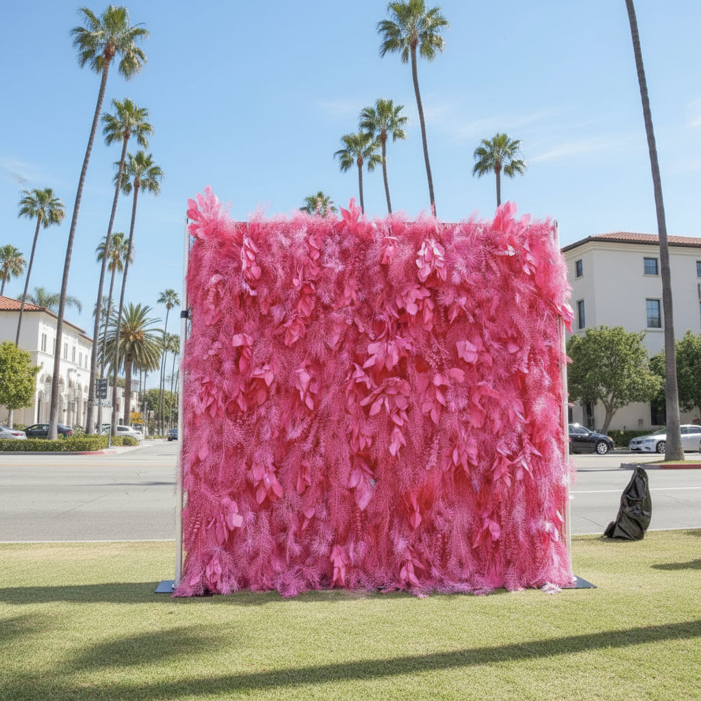 Into The Meadow Bright Pink Flower Wall - 042