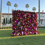 Dripping Florals Purple & Orange Premium Flower Wall - 119