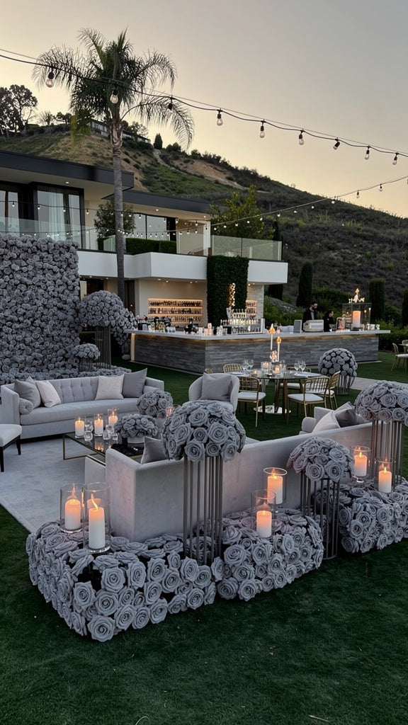 Dark Grey Wild Rose Flower Wall Backdrop - 243