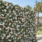 Light Pink, White and Greenery Premium Flower Wall- 088