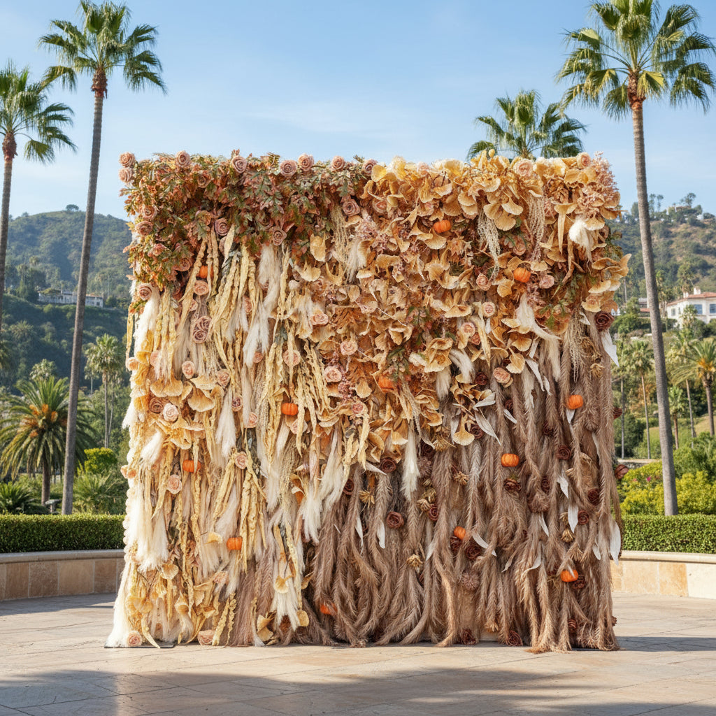 Dripping Pumpkins Tan and Brown Premium Flower Wall - 146