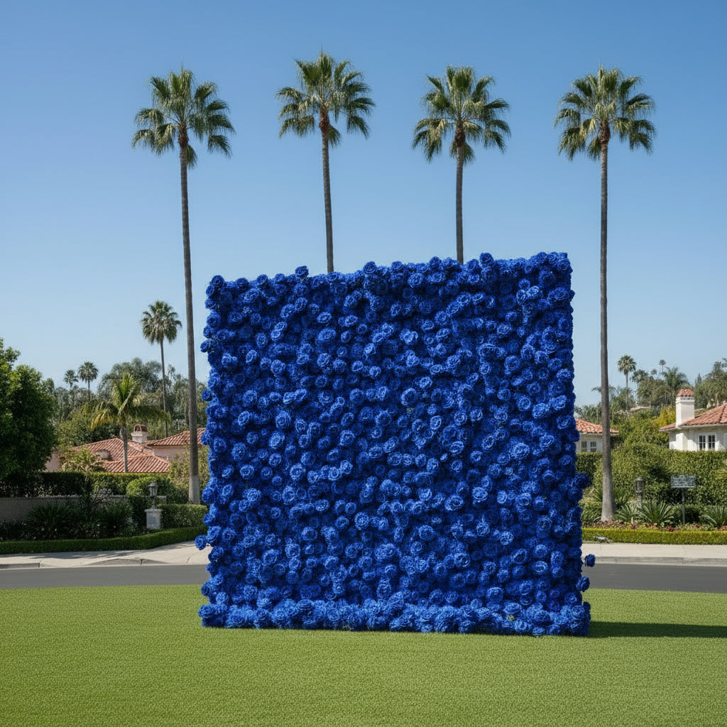 Deluxe Deep Blue Wild Rose Flower Wall - 023