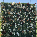 White, Burgundy and Tan Premium Greenery Wall - 519