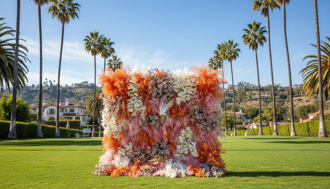 Into the Meadow Premium Orange & Pink Flower Wall - 115