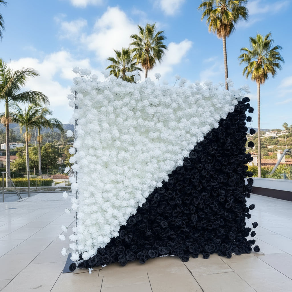 White & Black Premium Rose Floral Flower Wall - 210