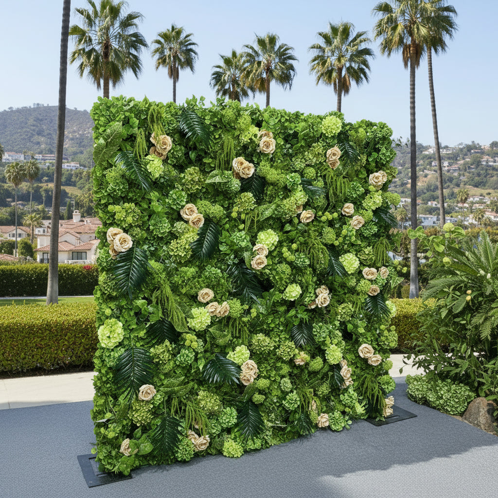 Tan Rose Greenery Moss Premium Flower Wall - 517