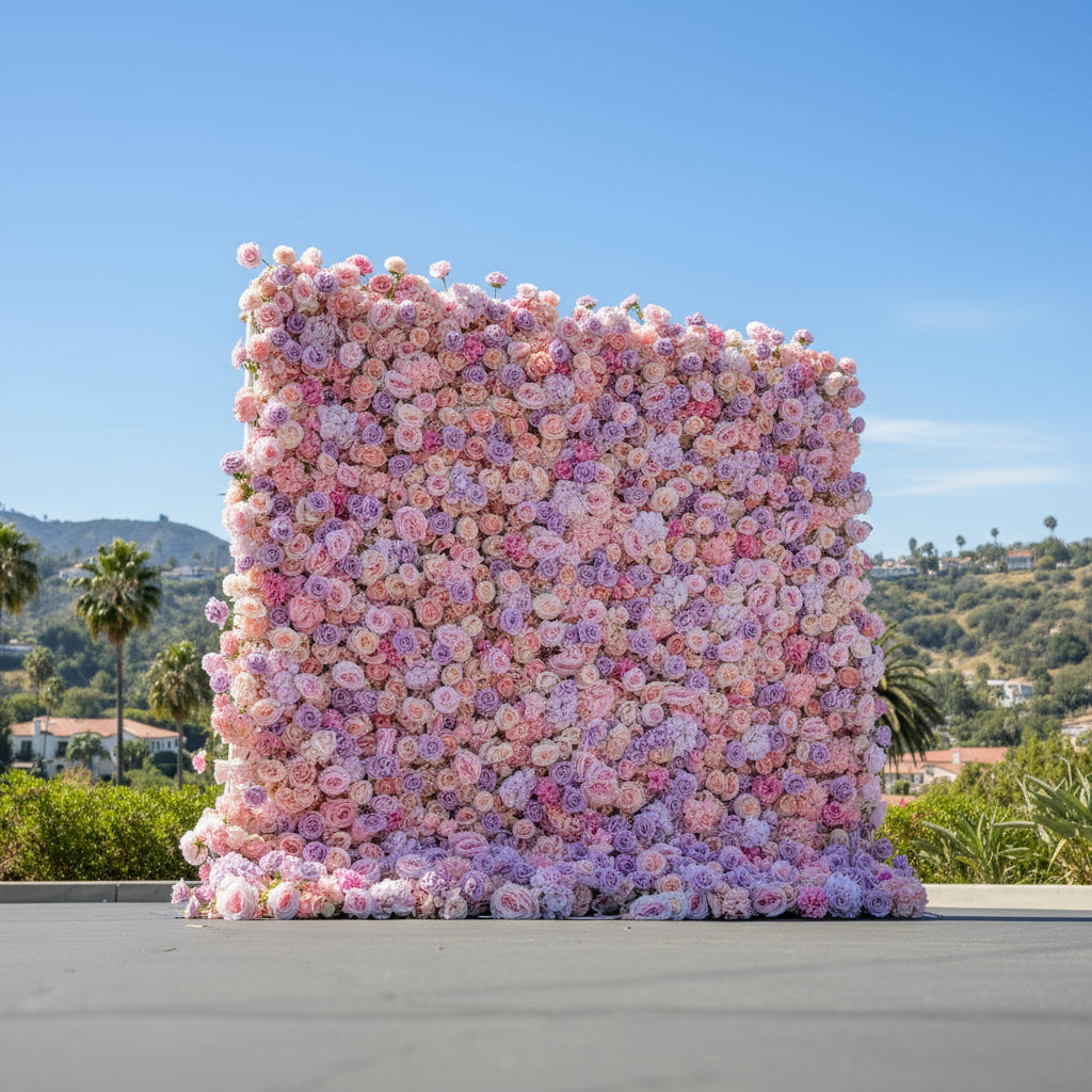 Premium Purple and Pink Wild Rose Flower Wall - 010
