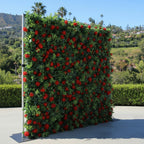 Red Rose Greenery Premium Flower Wall - 009