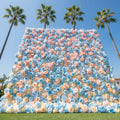 Blue, Pink and Peach Ombre Premium wild Rose Flower Wall - 380