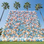 Blue, Pink and Peach Ombre Premium wild Rose Flower Wall - 380