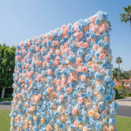 Blue, Pink and Peach Ombre Premium wild Rose Flower Wall - 380