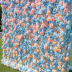 Blue, Pink and Peach Ombre Premium wild Rose Flower Wall - 380