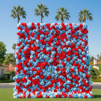 Baby Blue and Red Wild Rose Premium Flower Wall - 372