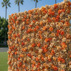 Orange and Tan Wild Rose Premium Flower Wall - 381