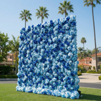 Baby Blue and Dark Blue Wild Rose Premium Flower Wall Backdrop - 376