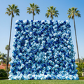 Baby Blue and Dark Blue Wild Rose Premium Flower Wall Backdrop - 376