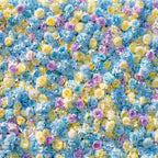 Baby Blue, Purple and Yellow Premium Wild Rose Flower Wall - 379