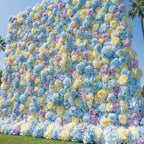 Baby Blue, Purple and Yellow Premium Wild Rose Flower Wall - 379
