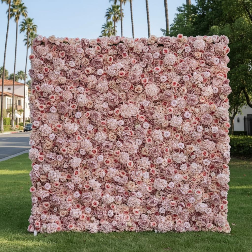 Light Pink Hydrengea Wild Rose Premium Flower Wall - 359