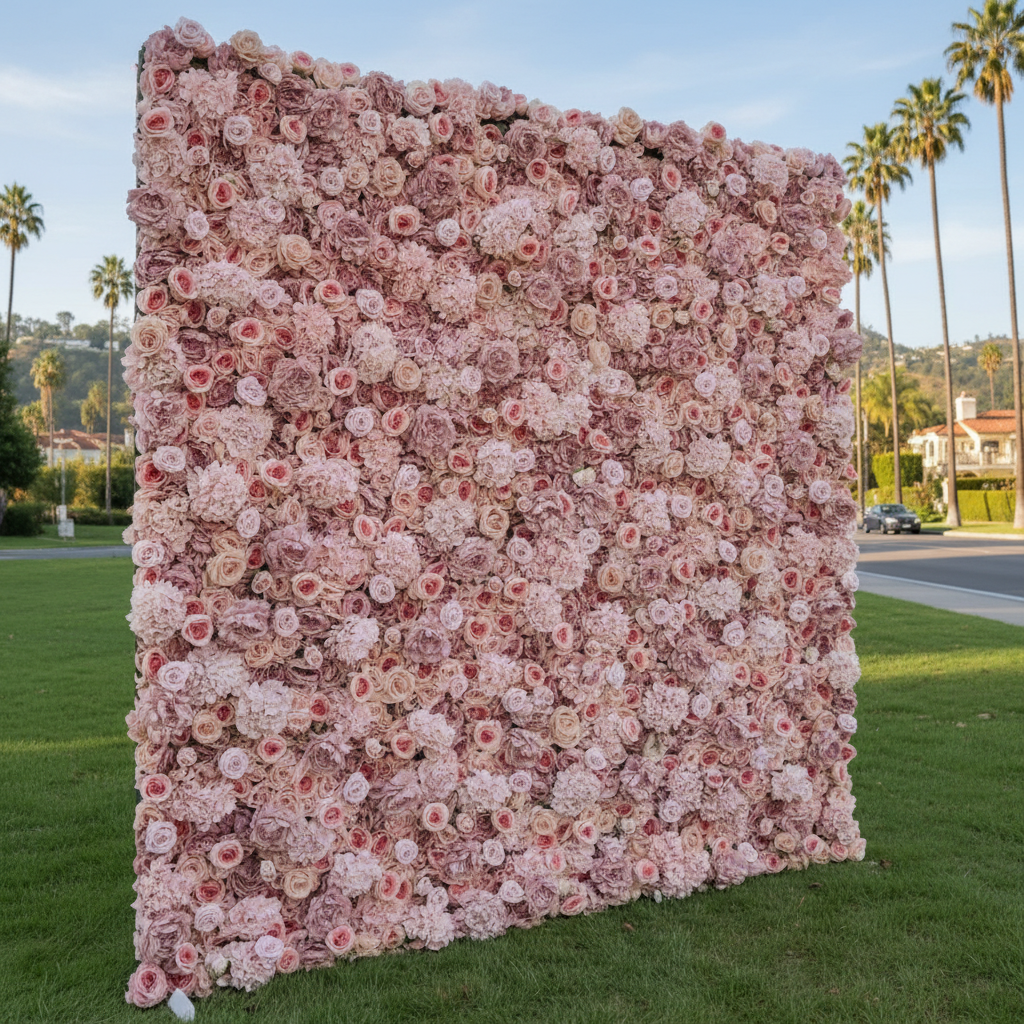 Light Pink Hydrengea Wild Rose Premium Flower Wall - 359