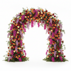 Dripping Florals Purple & Orange Premium Flower Wall - 119