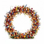 Blue, Orange, Yellow and Red 2 Piece Premium Flower Wall Backdrops - 4608